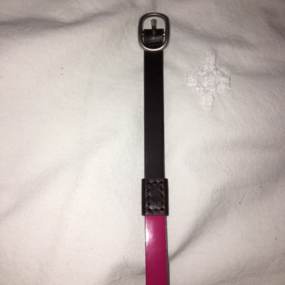 J Crew Skinny Belt Dark Brown and patent leather hot pink - Picture 1 of 4